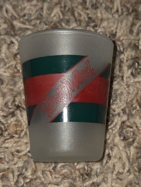 Frosted Shot Glass with Red and Green Stripe Accent